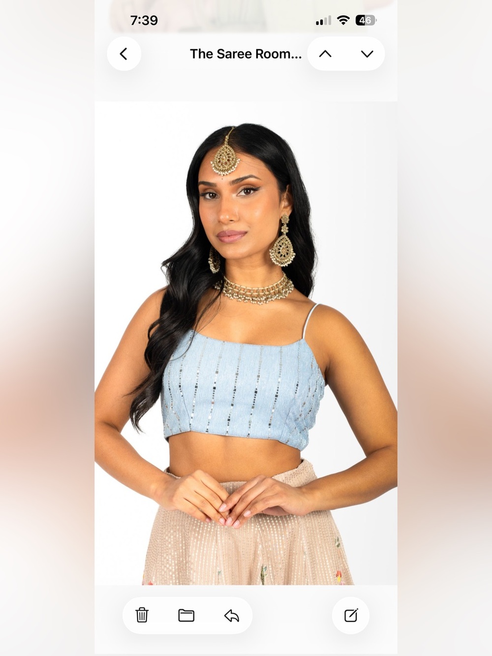 The Saree Room Baby Blue Shimmer Blouse XXS NWT